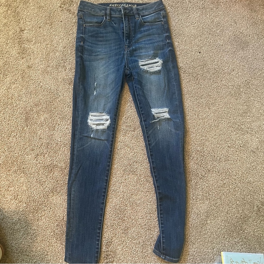Women's Denim Jeans Size 4 Skinny American Eagle Super Stretch - Picture 4 of 12